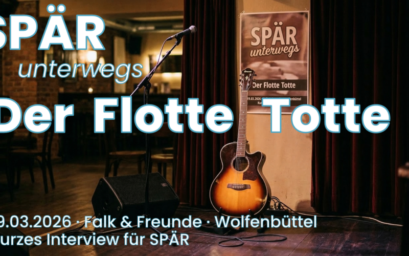 Ankündigungsgrafik von SPÄR für ein kurzes Interview mit Der Flotte Totte am 19.03.2026 bei Falk & Freunde in Wolfenbüttel